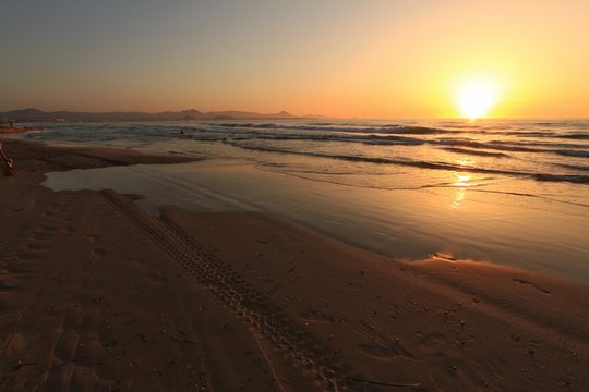 Sunrise on the beach in Arenales del Sol, Alicante