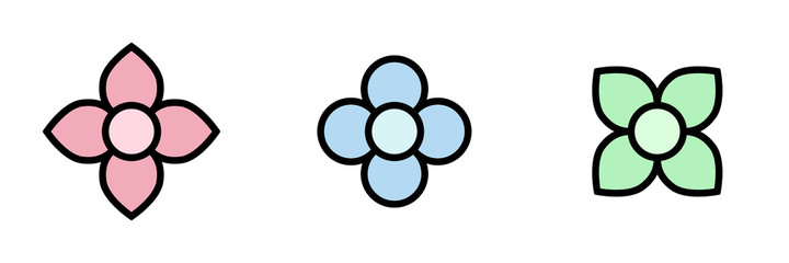 Conjunto de iconos de flores de colores. Ilustración vectorial aislada en fondo blanco