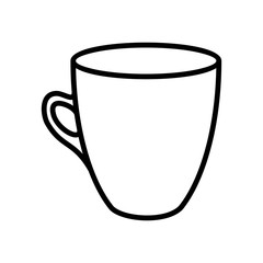 LINEAR DRAWING OF A MUG FOR HOT DRINKS ON A WHITE BACKGROUND