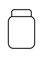 LINEAR DRAWING OF A TRANSPARENT STORAGE JAR ON A WHITE BACKGROUND