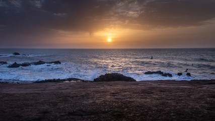 the essaouira sunset morocco in front of the sea	
