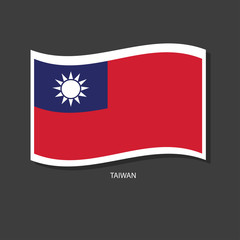 Taiwan flag Vector waving with flags.