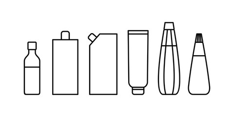 LINEAR DRAWING OF CONTAINERS WITH SAUCES AND MAYONNAISE ON A WHITE BACKGROUND