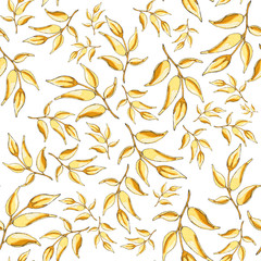 Seamless pattern with yellow plants