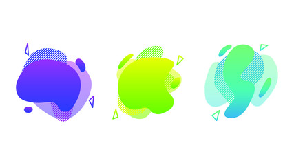 Abstract Set Liquid Color Collection Geometric Shapes Fluid Gradient Dynamic Elements Banner Logo Vector Desgin Style Trendy