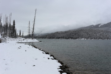 Moraine Lake in winter -  Alberta Canada