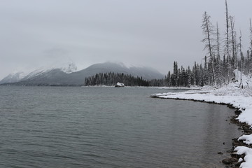Moraine Lake in winter -  Alberta Canada