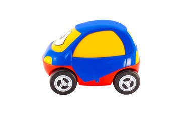 Color toy car. Isolated on white background