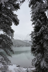 Moraine Lake in winter -  Alberta Canada