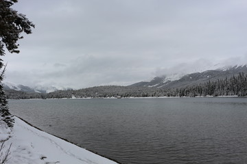 Moraine Lake in winter -  Alberta Canada