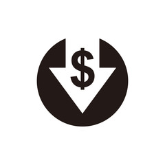 Obraz premium Cost reduction icon. dollar down icon vector