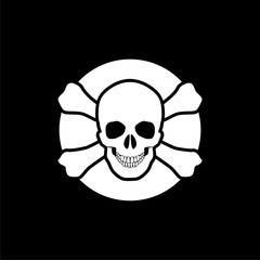 Skull with crossbones icon isolated on dark background