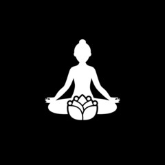 Yoga lotus icon isolated on dark background