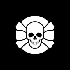 Skull with crossbones icon isolated on dark background