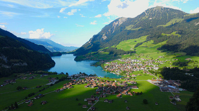 Wonderful Switzerland from above - Lake Lungern near Lucerne - travel photography
