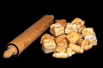 Freshly baked Uruguayan biscuits with black background