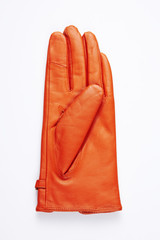 leather gloves on a white background.

