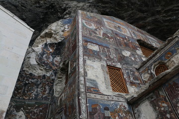 SUMELA MONASTERY, TURKEY- ,July  2020. Inside view of the main church of Sumela monastery, which in fact is a "cavechurch". Trabzon Province, Black Sea region, Turkey