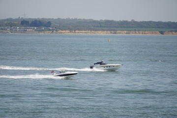 Obraz premium motor boat on the river