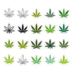 Marijuana Hemp set icon