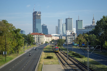 Warszawa, aleja Niepodległości. Panorama Warszawy. Biblioteka Narodowa