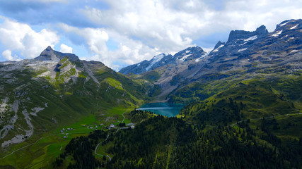 Fototapeta na wymiar Landscape like a fairy tale - the Swiss Alps with its amazing nature - aerial view - travel photography