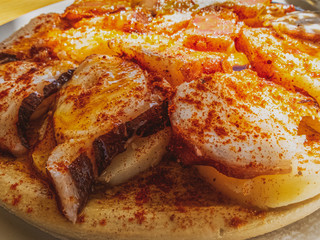 rich and generous serving of Galician octopus