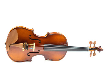 Fototapeta premium Close view of a violin strings and bridge.