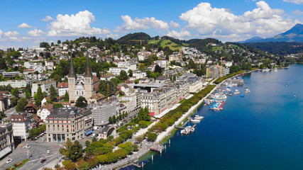 Obraz premium Wonderful city of Lucerne drom above - travel photography