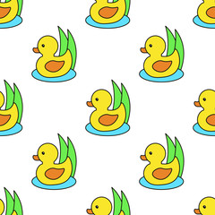 duck seamless vector pattern isolated on white background. wallpaper scarf isolated cartoon illustration yellow
