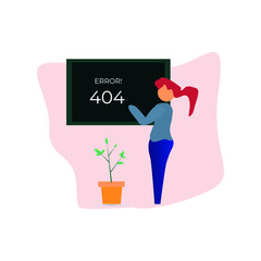 women showing on the board of 404 error illustration for website