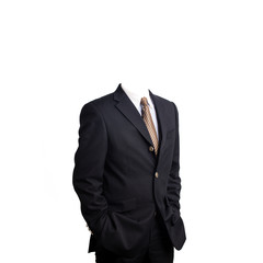 businessman without head isolated on white