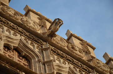 detail of the facade of the cathedral in Valencia