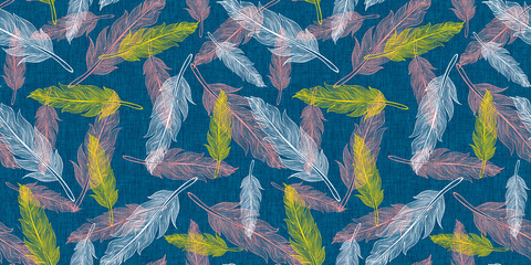 Vintage seamless feather pattern