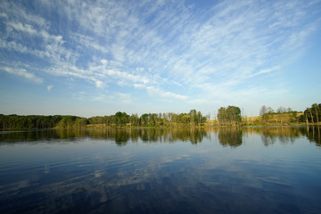 Fototapeta na wymiar reflection of clouds in the lake water