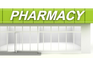 3D illustration of a pharmacy store