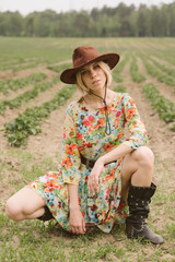 Cowboy girl in the field