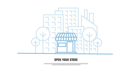 Banner design open your store for e commerce website and app