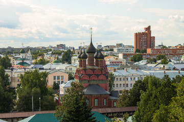 top view of the old city on a summer day against a cloudy blue sky in Yaroslavl Russia