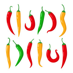 Vegetable icon set of chili pepper.
