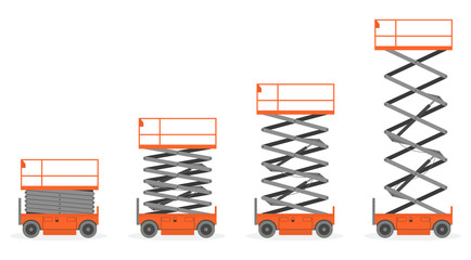 Set of Scissors lift platform, isolated on white background.