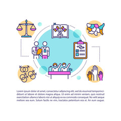 Reproductive rights concept icon with text. Sexual freedoms and equality legal regulation. PPT page vector template. Brochure, magazine, booklet design element with linear illustrations