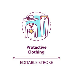 Protective clothing concept icon. Sun protection clothes. Ultraviolet protection factor idea thin line illustration. Vector isolated outline RGB color drawing. Editable stroke