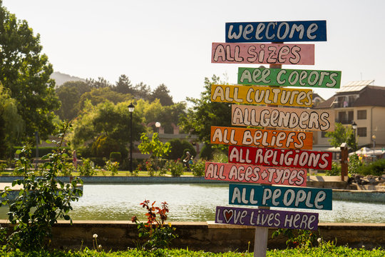 A street sign of love and acceptance for everyone in Obzor, Bulgaria.