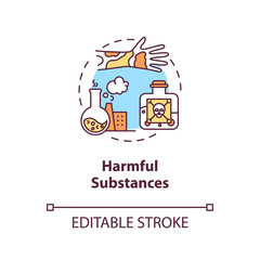 Harmful substances concept icon. Cancer risk factors. Poisons. Chemicals and hazardous substances idea thin line illustration. Vector isolated outline RGB color drawing. Editable stroke