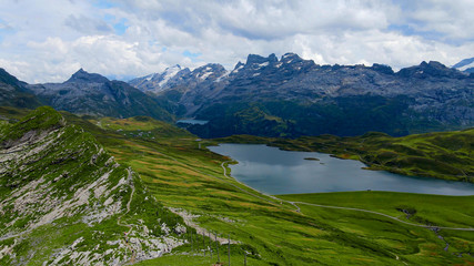Fototapeta na wymiar Amazing nature of the Swiss Alps - the Melchsee Frutt district in Switzerland from above - travel photography