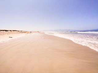 Fototapeta na wymiar Yellow beach at Muizenberg with wide view - South Africa, Eastern Cape