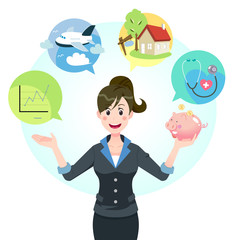 Illustration of money management and saving money. Illustrator 10 EPS.