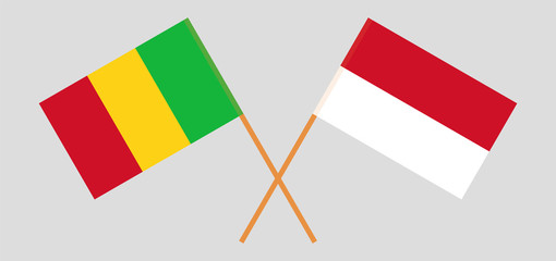 Crossed flags of Mali and Indonesia