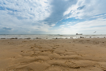 Sandy beach in Vlissingen, Netherlands (Flushing), on a cloudy day